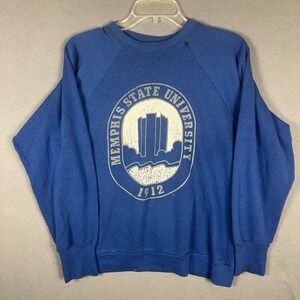 Vintage Memphis State University Tigers Sweatshirt Rare 80s Medium Blue